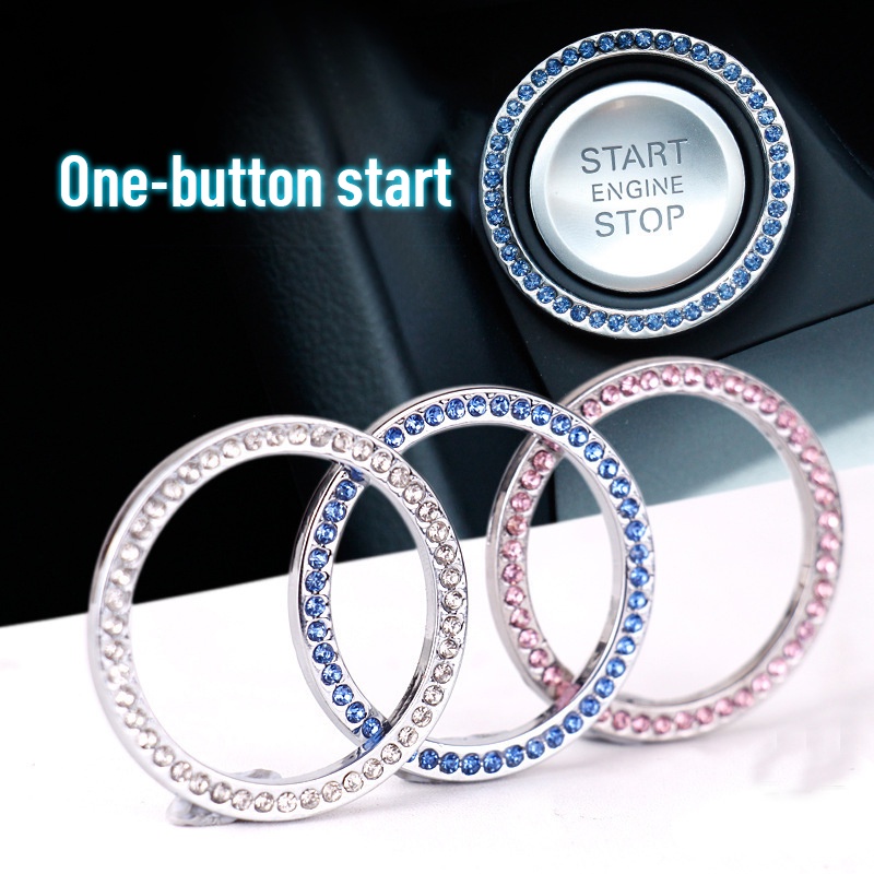 Cincin Hias Dengan Berlian Imitasi Aksesoris Hias Stiker Berlian Untuk Mobil Sekali Sentuh start