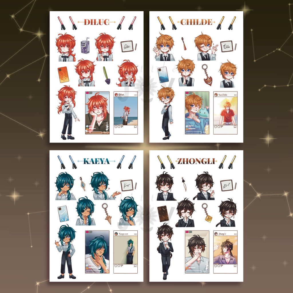 DCKZ Sticker (Diluc, Childe, Kaeya, Zhongli) GENSHIN IMPACT FANMADE STICKER