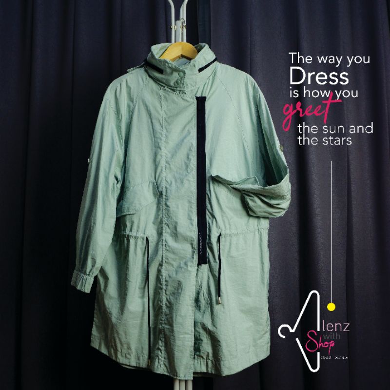 Jaket Parka Wanita warna Mint