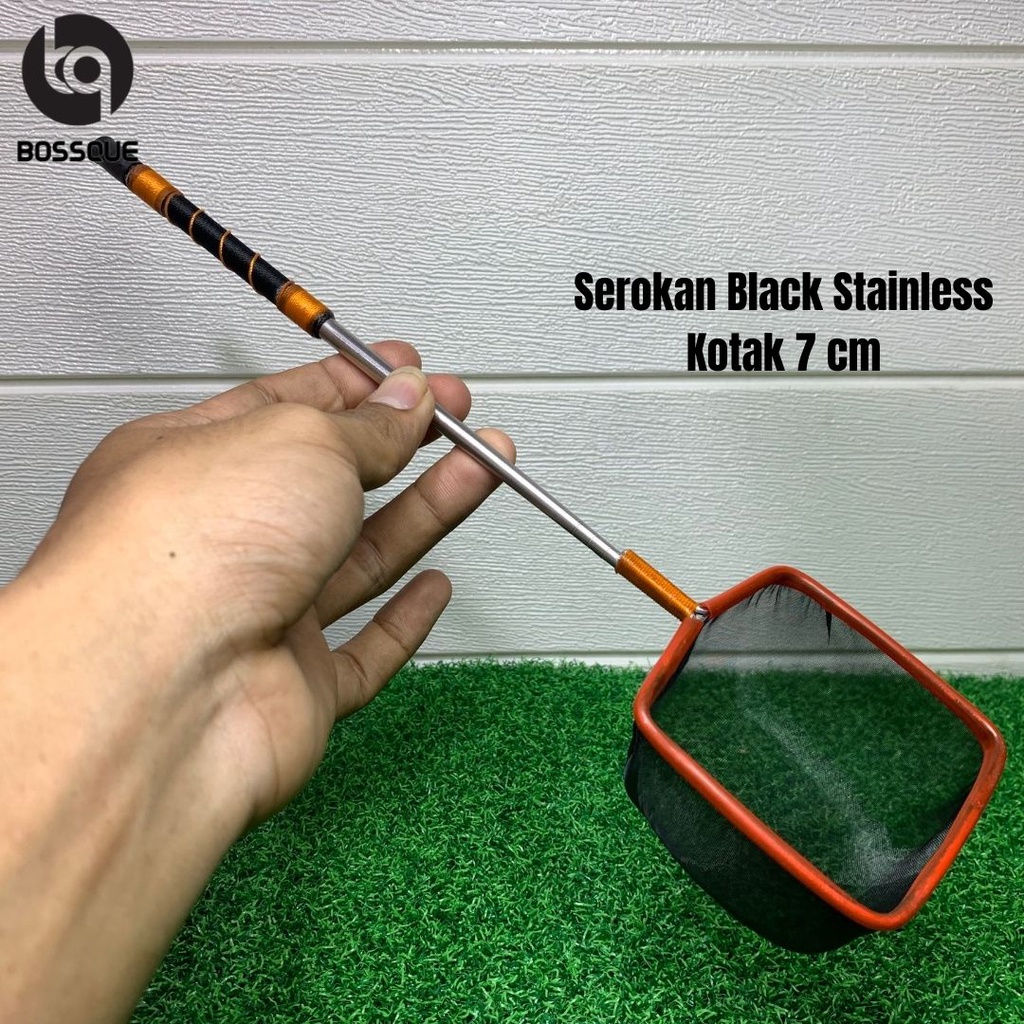 Serokan Ikan Cupang Black Stainless Kotak  Mental Stick Seser Kutir Encu Cangkang Artemia Exclussive