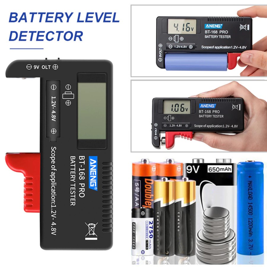 Tester Baterai Capacity Checker 18650 AA AAA Display Digital BT168 Pro