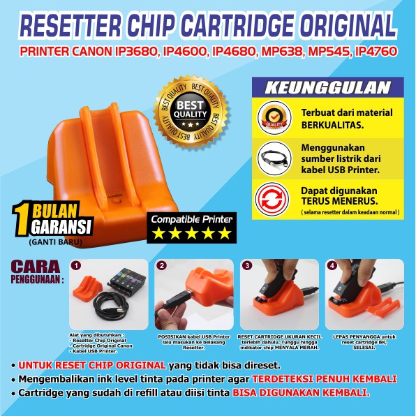 Fast Print Chip Resetter Original Canon IP3680, IP4600, IP4680, MP638, MP545, IP4760, MX876, MP568