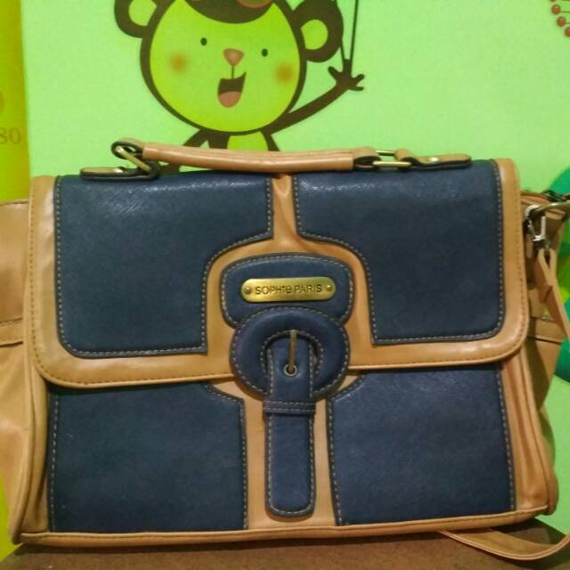 Tas bag cewek wanita sophie martin paris navy preloved