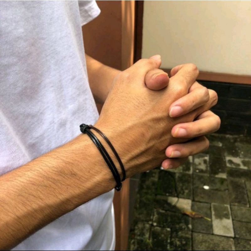 Gelang tali korea hitam polos