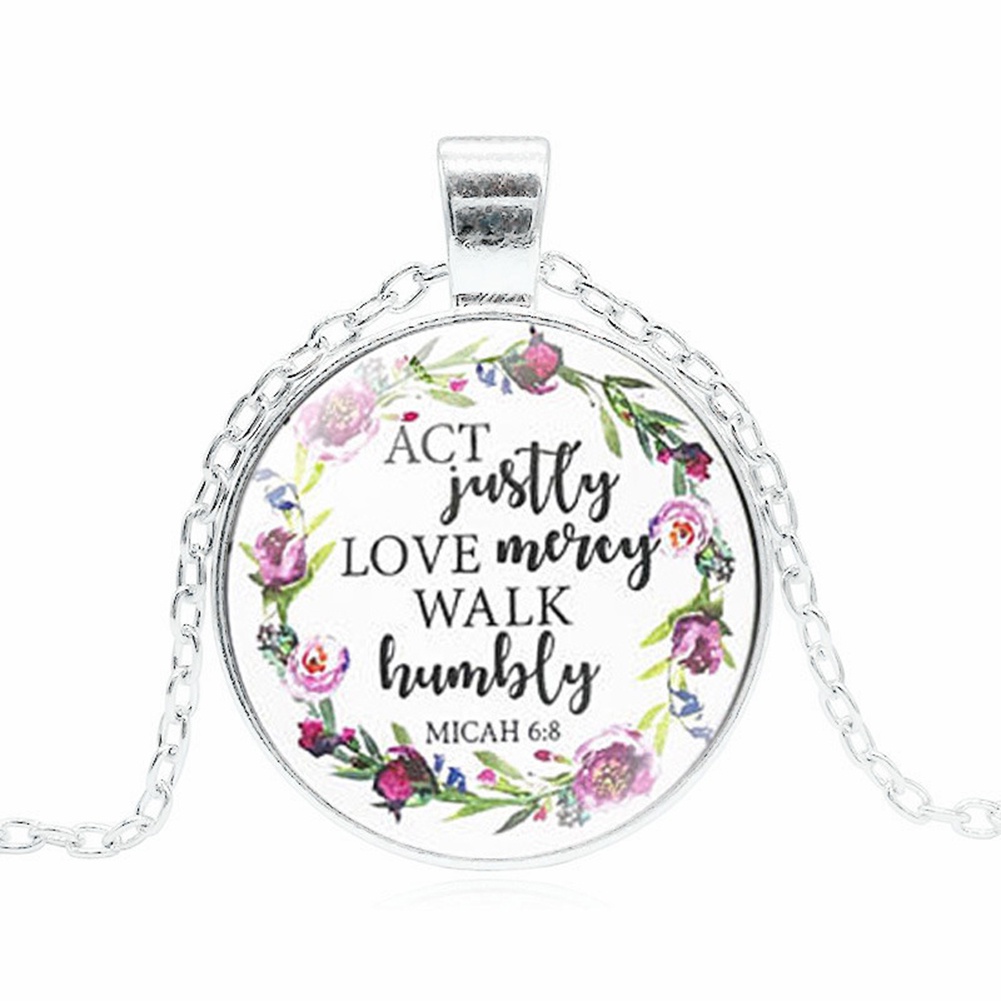 Hu Hu Hu Hu Hu Alat Bantu Pasang Kacamata♡ Kalung Rantai Liontin Cabochon Kaca Motif Alkitab Kristen Untuk Priawanita