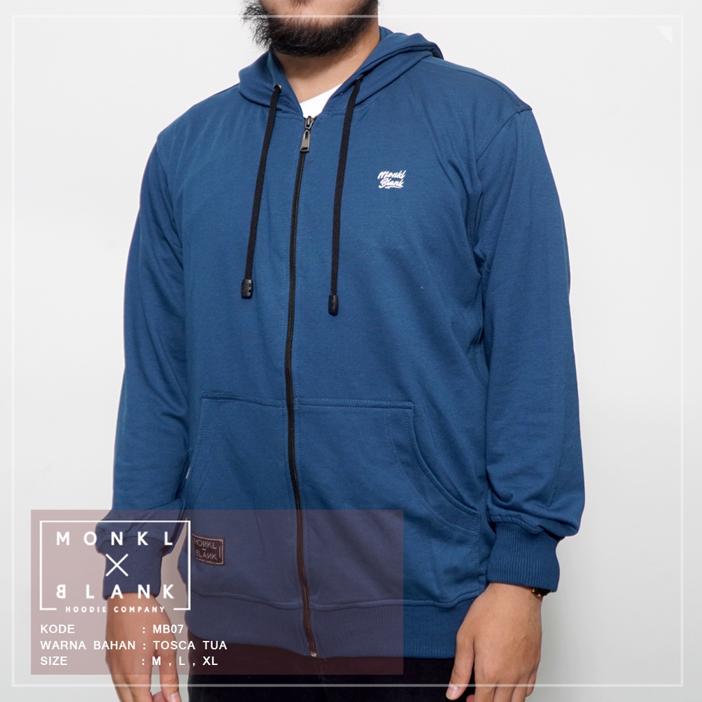 HOODIE ZIPPER MONKL BLANK ORIGINAL BAHAN BABY TERRY NYAMAN DIGUNAKAN SAAT DINGIN MAUPUN PANAS MB-07