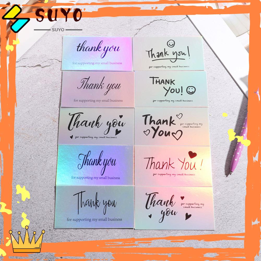 Suyo 50PCS Kartu Ucapan Terima Kasih Reflektif Untuk Bisnis