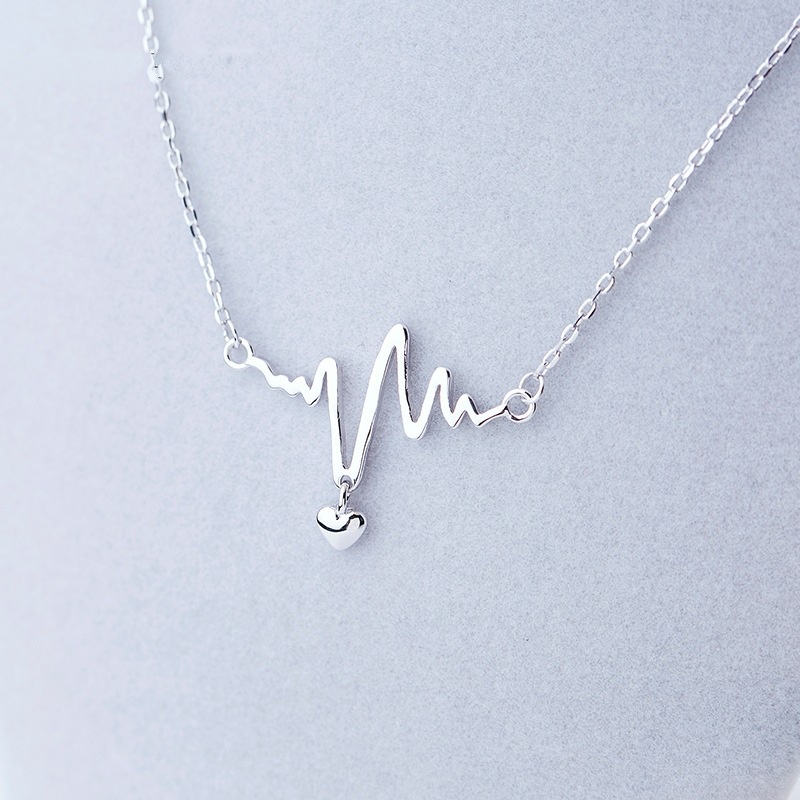 [Ready Stock]Fashion Creative ECG Silver Necklace Pendant