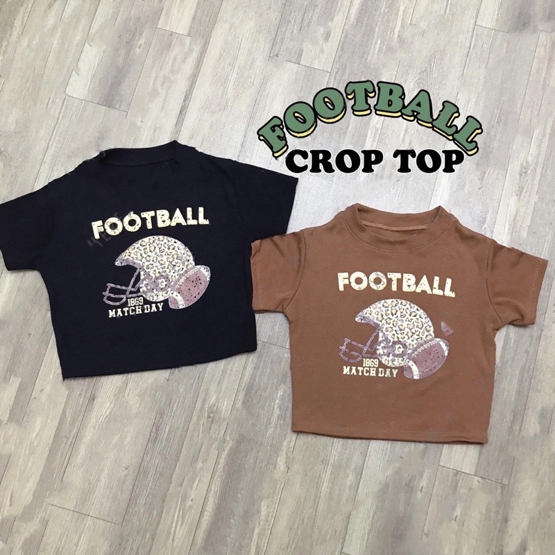 BEFAST - ZGW Kaos Crop Wanita TERYA / Crop Top FootBall (LD 88, P 40) / Kaos Crop Trendy / Kaos keluaran Terbaru / Tshirt Lengan pendek / Crop Top Santai / OOTD Korean Style / Kaos Best Seller