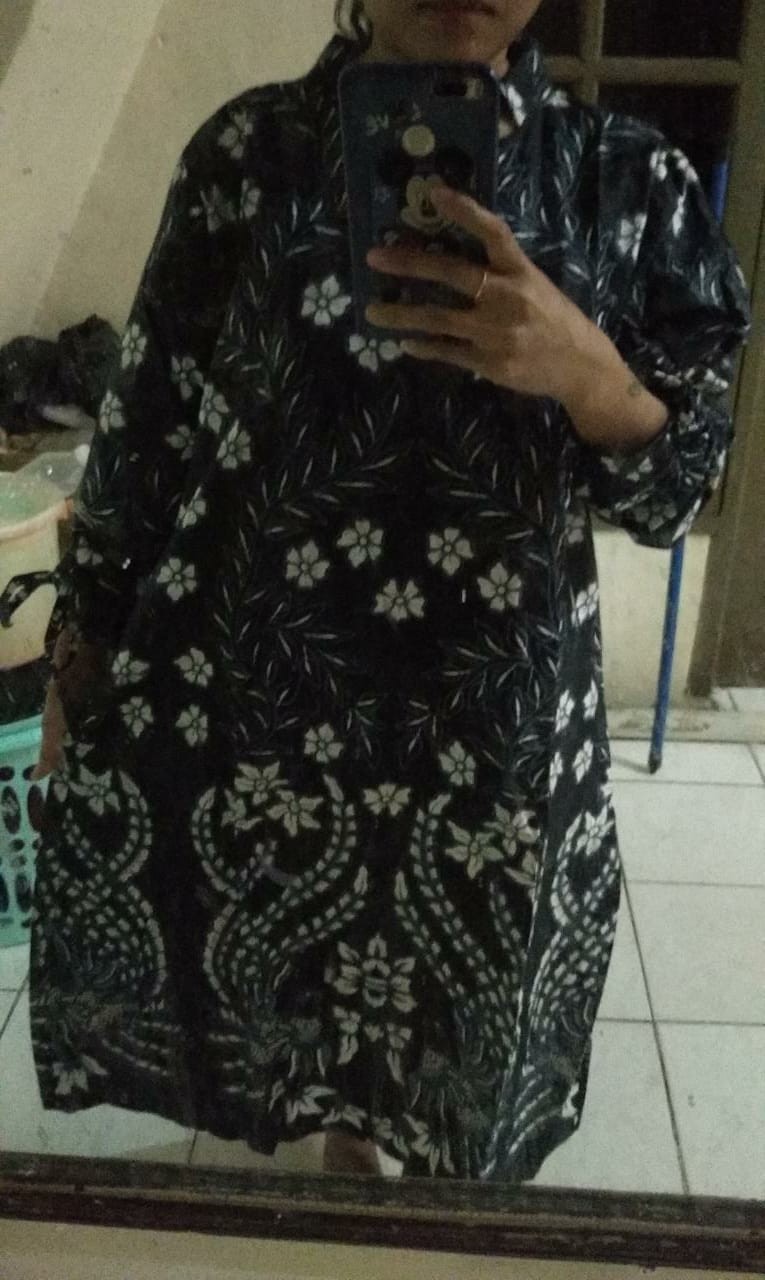 Batik Couple Keluarga Sania Ruffle Ori Ndoro Jowi Dnt Motif Sakura Merahh