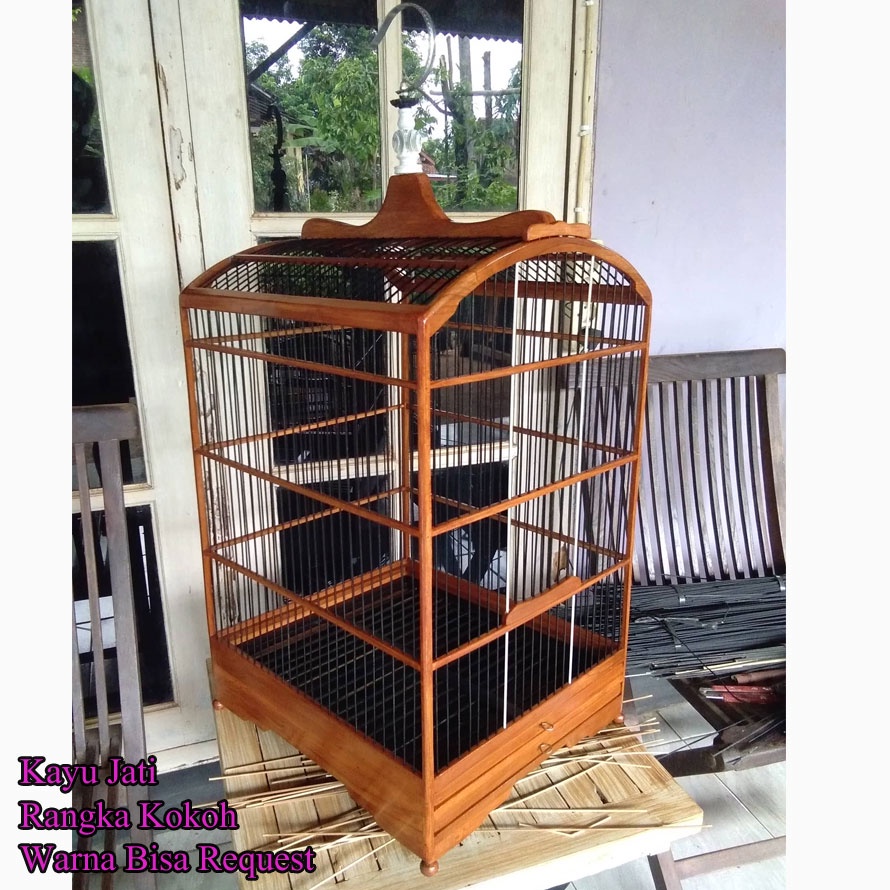 Kandang burung cucak ijo,kacer,anis,kenari, sangkar minimalis kayu jati