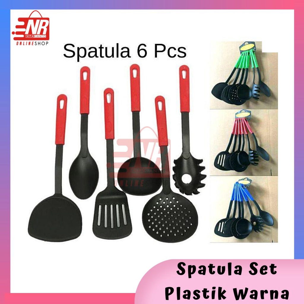 Spatula Set 6 Pcs / Spatula Set Hitam / Spatula / Sutil / Sendok Sayur / Penggoreng