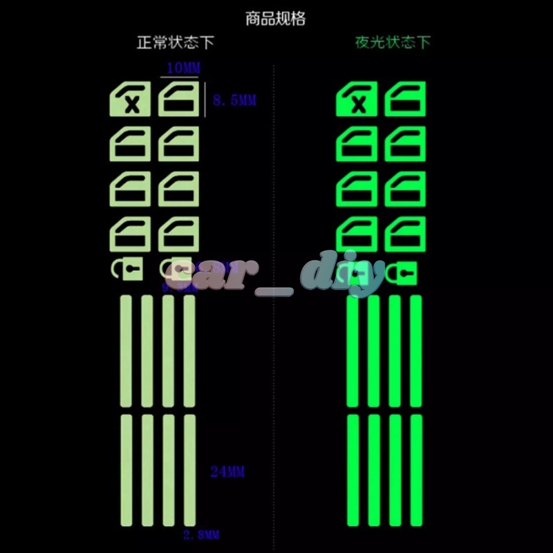 Set Stiker Tombol Saklar Pintu / Jendela Mobil Luminous