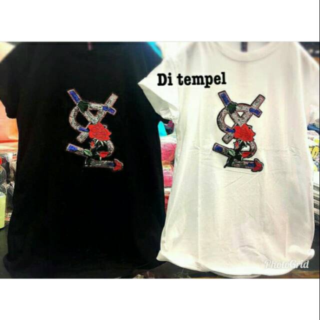 Kaos wanita ysl aplikasi payet/atasan