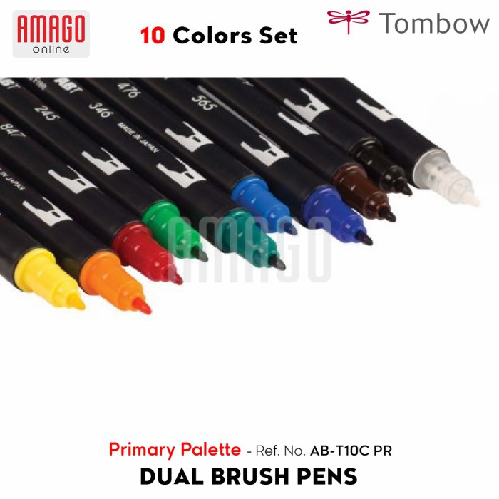 TOMBOW Dual Brush Pens - Primary Palette of 10 colors - AB-T10C PR