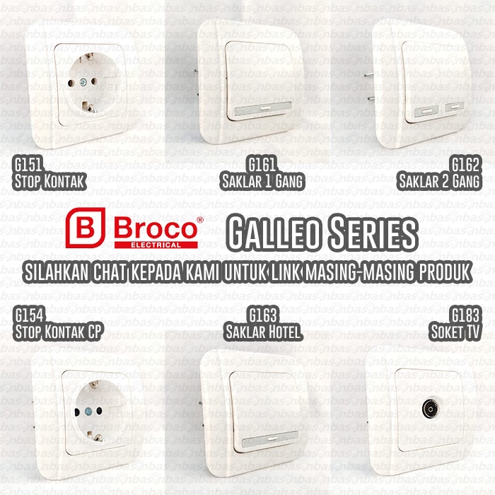 BROCO Galleo Snow White | G162 | Saklar 2 Gang 1 Way Switch