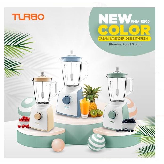 Turbo EHM8099 Blender Dengan Jar Plastik Kapasitas 2L Low Watt