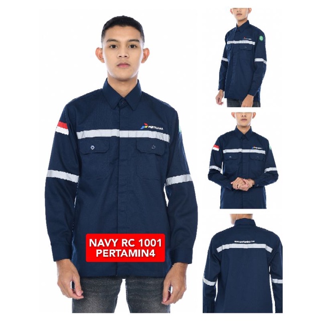 kemeja Kerja Pertamina Murah custom bordir/wearpack atasan Pertamina/baju safety Pertamina panjang