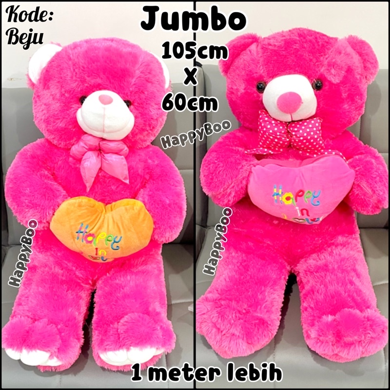boneka beruang bear love super jumbo 1 meter lebih boneka teddy bear jumbo bulu lembut beju