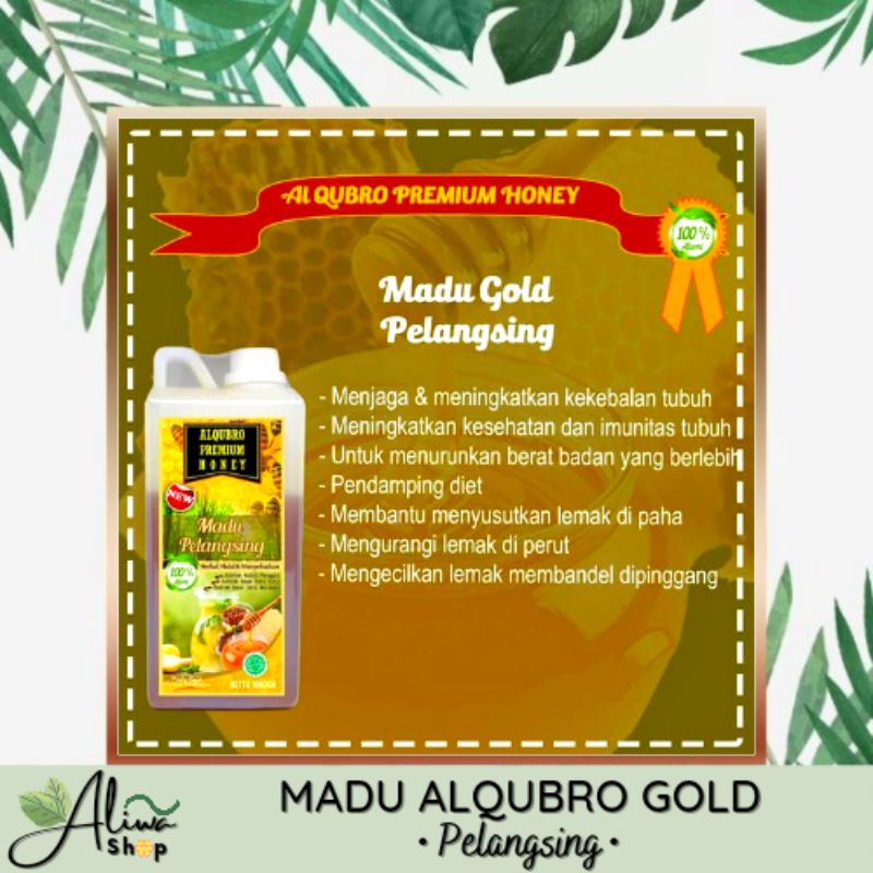 

ALIWA [READY] Madu Alqubro Premium - Varian Gold - PELANGSING & GEMUK | Netto 1000 gr | Diet - Menurunkan Berat Badan - Menaikkan Berat Badan