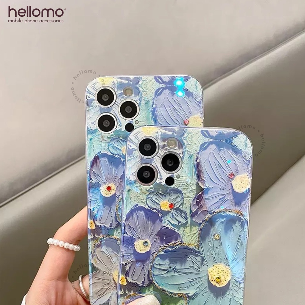 Case for iPhone Flower Lilac 3D Flower Softcase TPU Case Bunga Casing Motif Bunga Hologram Soft Case Wildflower Gradient