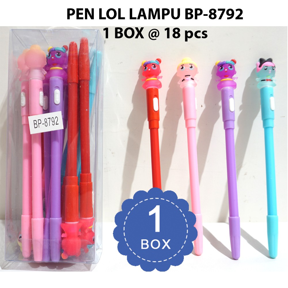 

1 BOX Pulpen fancy gel LOL LAMPU BP-8792 - 1 box isi 18 pcs
