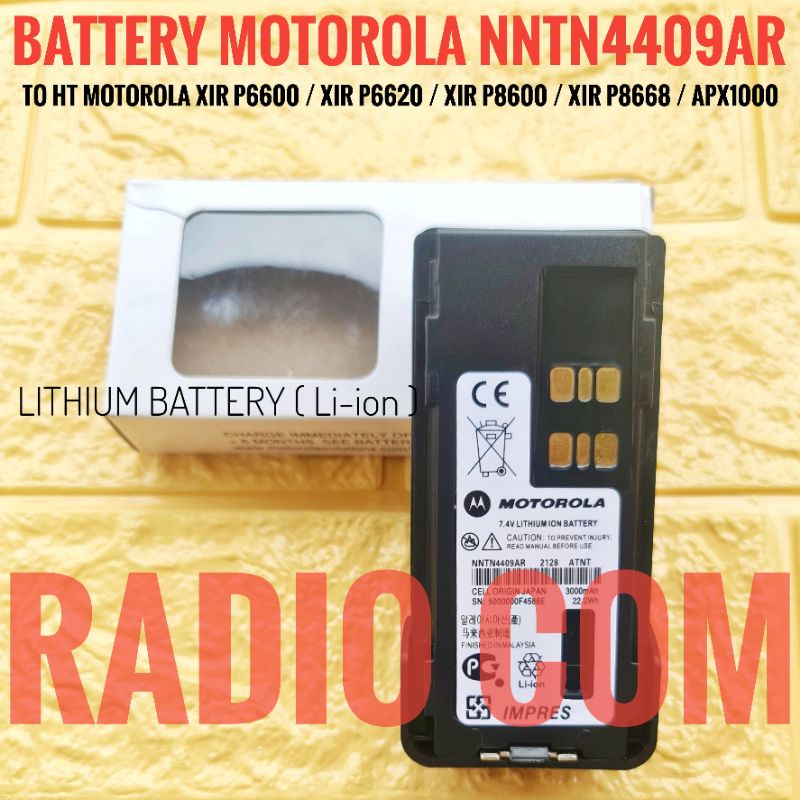 BATRE HT MOTOROLA XIR P6620i XIR P6600 XIR P8668i APX1000i PMNN4409BR LITHIUM HIGH POWER 2250mAh BATTERY MOTOROLA XIR P6620i P6620 P8668 P8668i LITHIUM MURAH NNTN4409AR