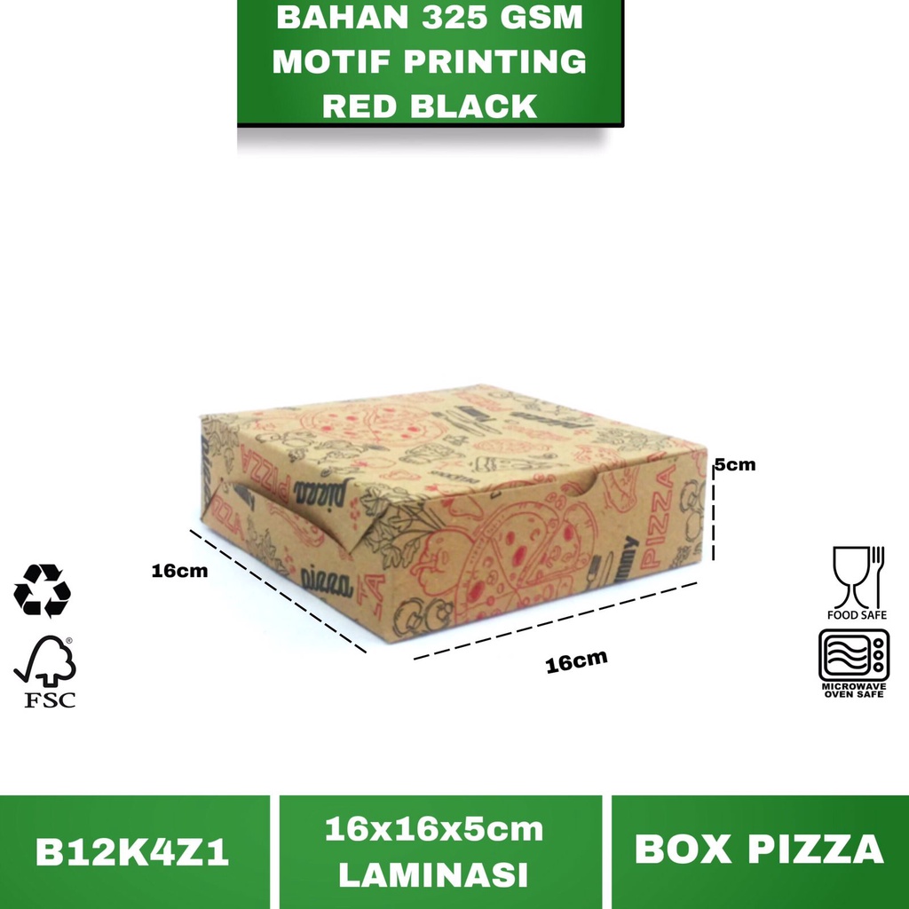 Box Pizza 16X16 Tebal 325 Gsm Laminasi (B12K4Z1-16X16X5 Cm)