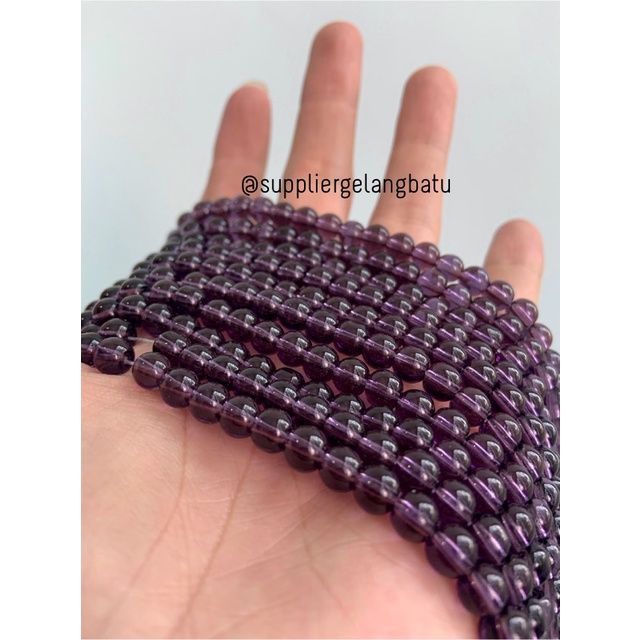 batu kuarsa 6mm purple quartz ungu bahan gelang kalung wulung kuarsa