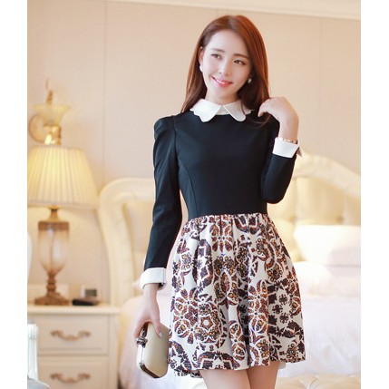 Polo Collar Dress Import Black