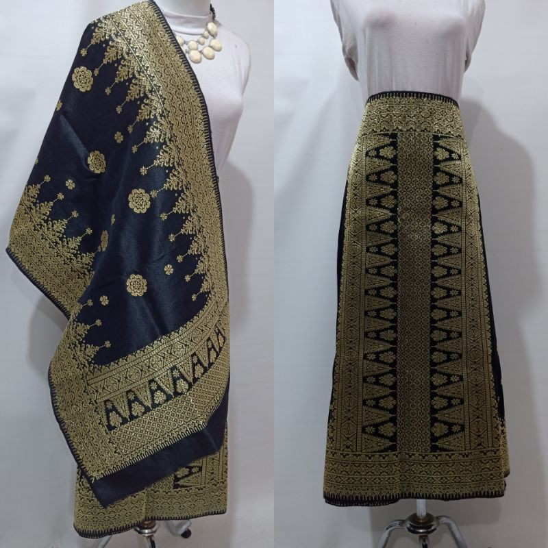 Songket Palembang Asli Motif Cantik Manis Warna Hitam Gold
