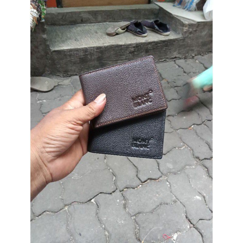 {COD} Dompet Kulit Pria Asli  Cokelat Model Kecil Mini Slim Wallet 100% Kulit Asli Garut