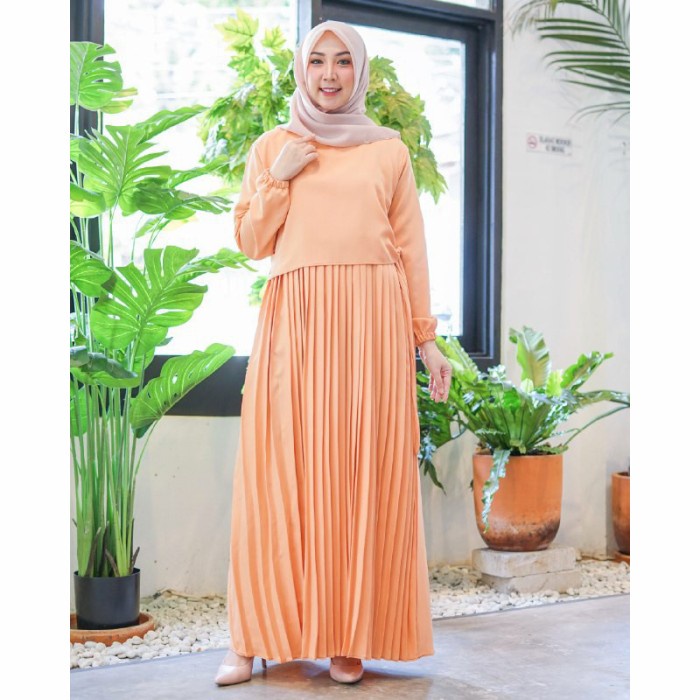 Gamis wanita baju gamis wanita terbaru akira plisket maxi dress Gamis wanita terbaru kekinian dewasa