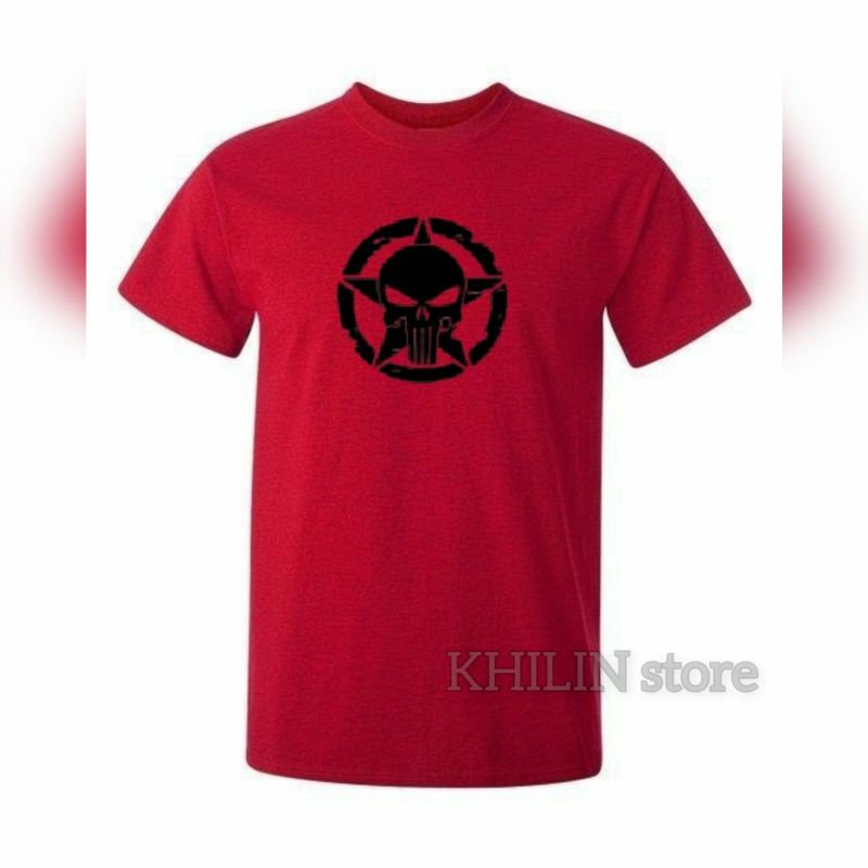 Kaos distro pria Star Skull lengan pendek cotton baju atasan cowok tshirt lelaki