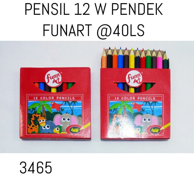 PENSIL 12 WARNA KAYU FUNART PENDEK