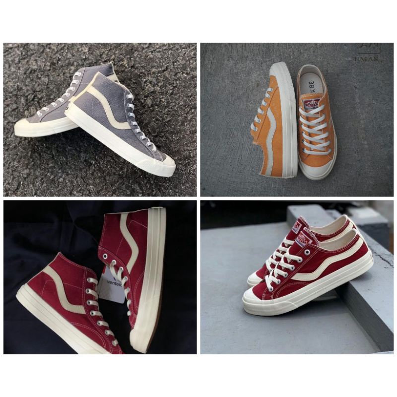 ventela publik high grey maron yelow sepatu vantela low yelow