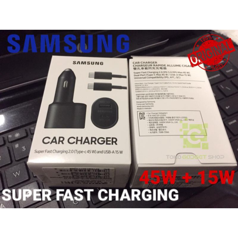 SAMSUNG Dual Car Charger 45W+15W Super Fast Charger ORIGINAL