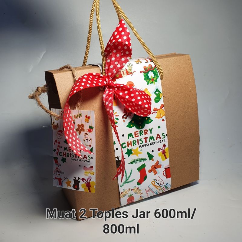 

Dus Tenteng Tali Hampers Natal 2 Toples Jar 600ml 800ml Christmas Edition