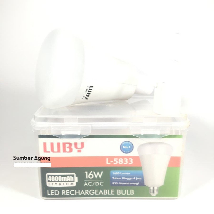 Lampu AC DC LED Rechargeable Bulb Luby L5833 16W Baterai Bisa Diganti