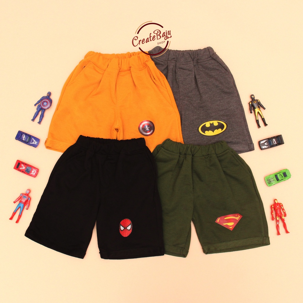 CELANA PENDEK ANAK MOTIF SUPERHERO BABYTERRY CELANA SANTAI ANAK LAKI 1-5 TAHUN FASHION TERMURAH