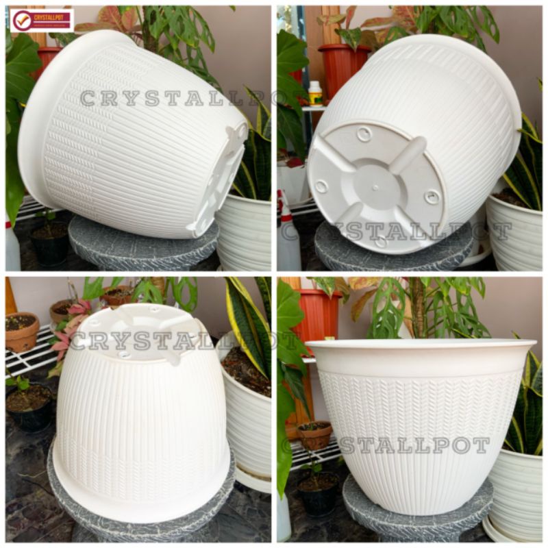 pot bunga tanaman cjp padi 40cm putih - CJP PADI 40 PUTIH 9940