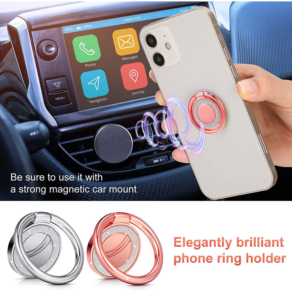 (Ring Holder Hp Universal Bisa Berputar 360 ° Bahan Metal Untuk Iphone / Android