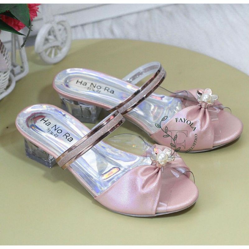 sandal high heels anak || sandal hak kaca mika anak perempuan