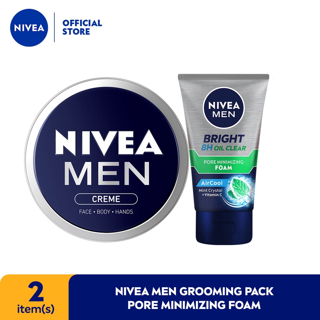 NIVEA Men Crème 75mL + NIVEA Men Bright Oil Clear Pore Minimizing Foam 50mL