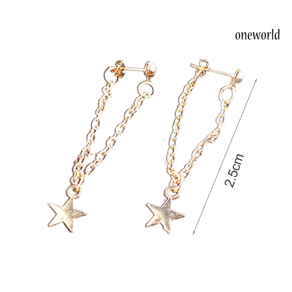 OW@ Earrings Simple Unique Women Silver Plated Ear Pendant for Daily Life