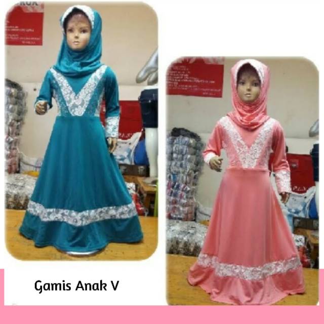 Gamis Anak Kombinasi Brukat Model V