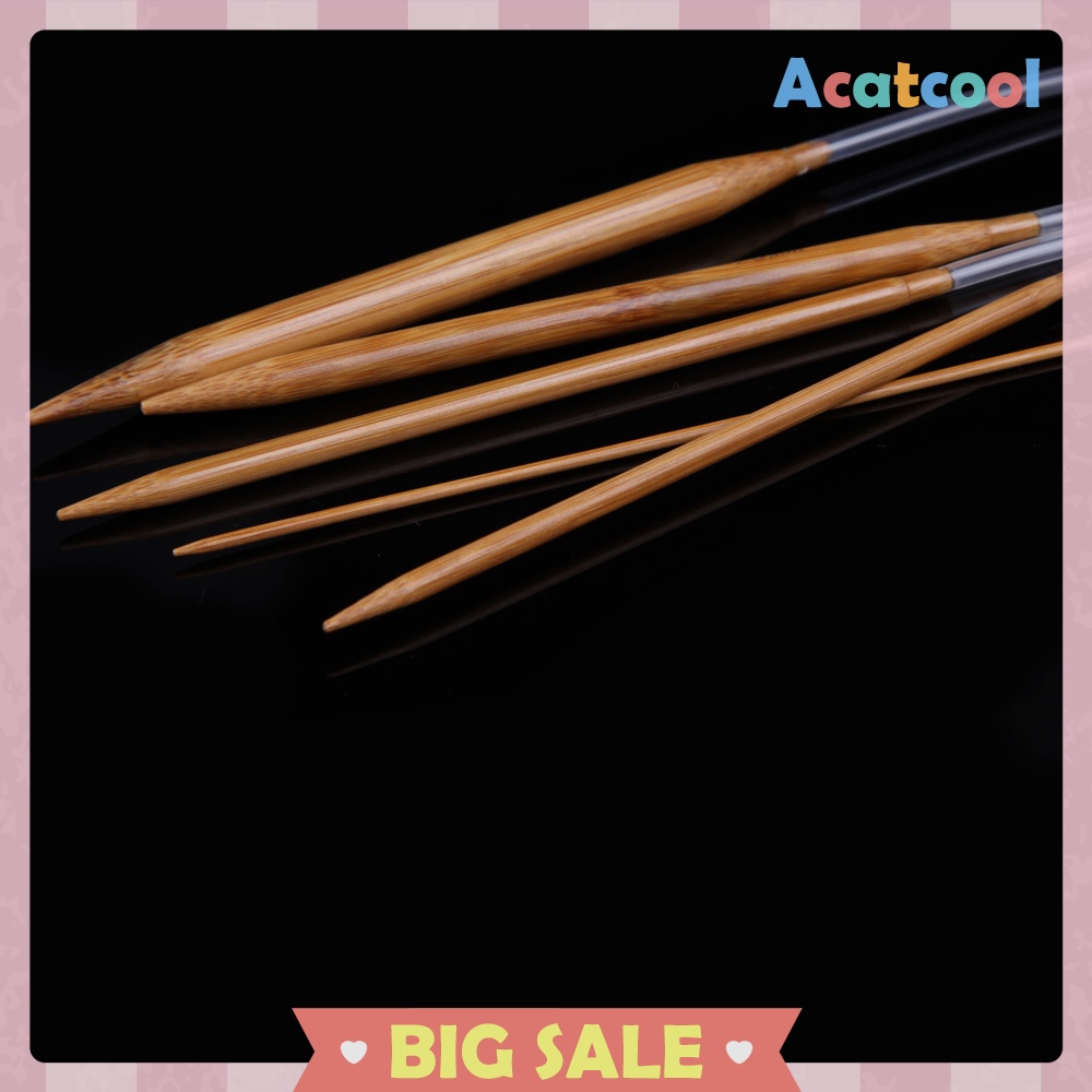 18 Ukuran 2.0mm-10.0mm 80cm Jarum Rajut Melingkar Bahan Bambu