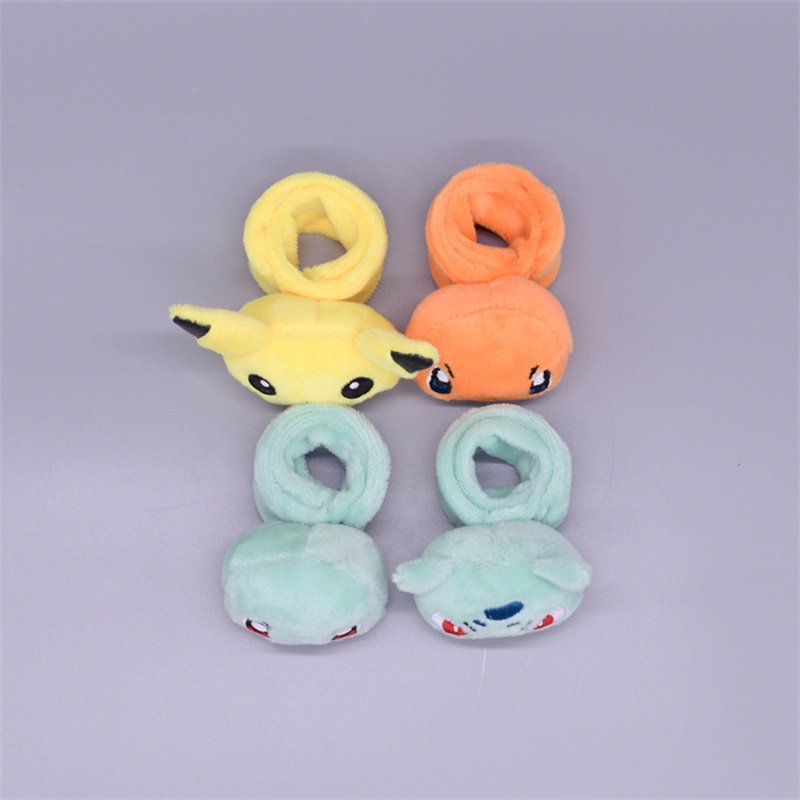 Mainan Gelang Slap Band Boneka Plush Pokemon Pikachu Genie Turtle Untuk Hadiah Ulang Tahun Anak