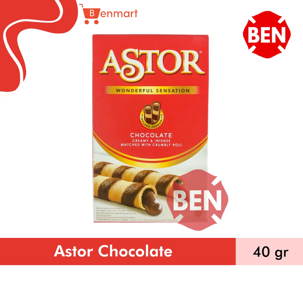 

Astor Wafer Stick Chocolate 40g 40gr 40 g gr Asli Coklat Dus Mayora