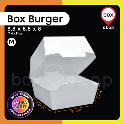 Box Burger - Kotak Burger - Dus Burger - PUTIH-M (50 pcs)